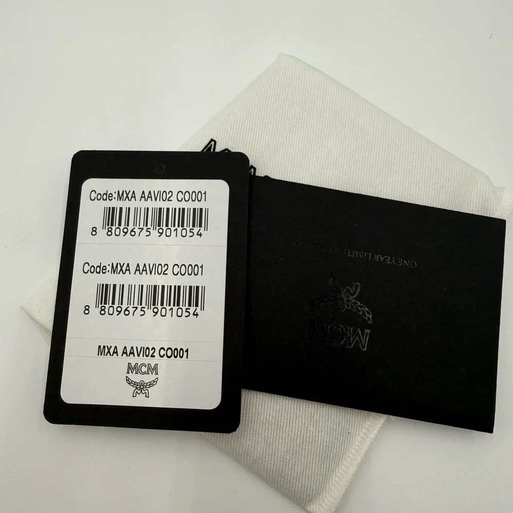 MCM Cognac Logo Slim Card Holder in Tan and Black